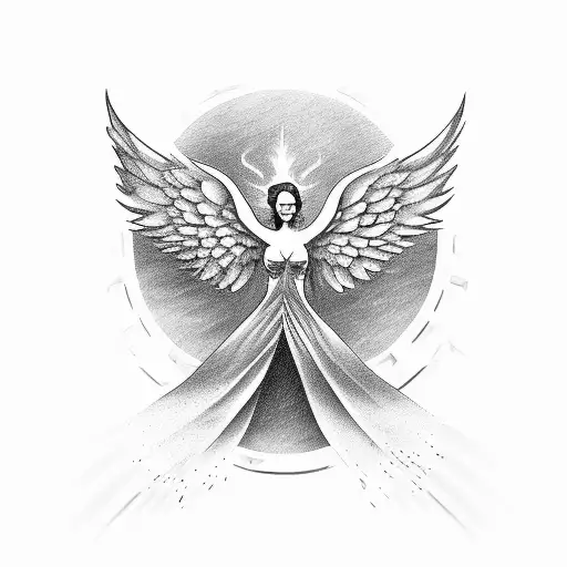 flying angel dive position, speed, top view tattoo design idea