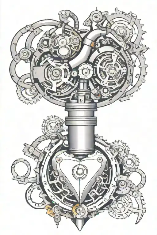 mechanical heart valve new school style tattoo tattoo design idea