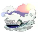 Dragon below waves and clouds tattoo design idea
