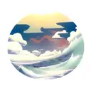 Dragon below waves and clouds tattoo design idea