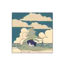 Dragon below waves and clouds tattoo design idea