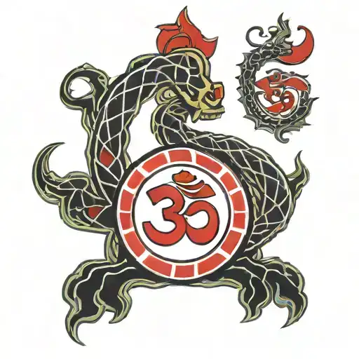 ohm inside trinidad flag waving tattoo design idea