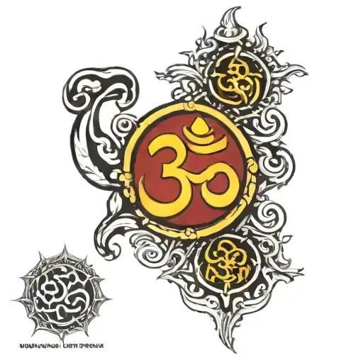ohm inside trinidad flag tattoo design idea
