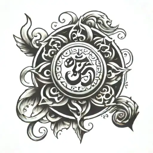 ohm symbol with date of birth 02/15/56 tattoo design idea