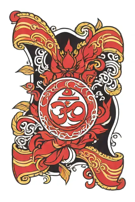 ohm inside trinidad flag waving tattoo design idea