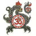 ohm inside trinidad flag waving tattoo design idea