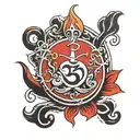 ohm inside trinidad flag waving tattoo design idea
