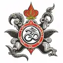 ohm inside trinidad flag waving tattoo design idea