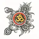 ohm inside trinidad flag tattoo design idea