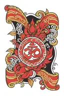 ohm inside trinidad flag waving tattoo design idea