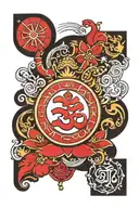 ohm inside trinidad flag waving tattoo design idea