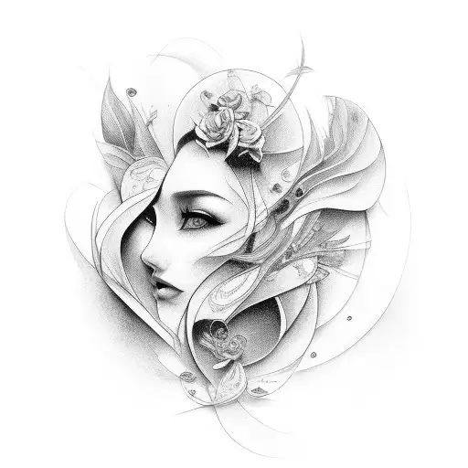 Feminine beauty and artistry tattoo design idea
