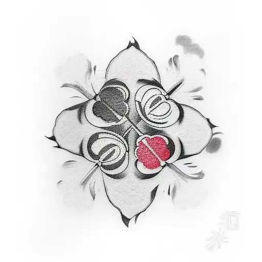 a four-leaf clover made of cat paws tattoo design idea
