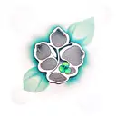a four-leaf clover made of cat paws tattoo design idea