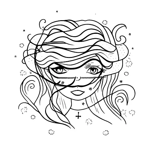 girl head in a cloud tattoo design idea