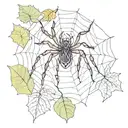 spider on a background of leaves and some web tattoo design idea