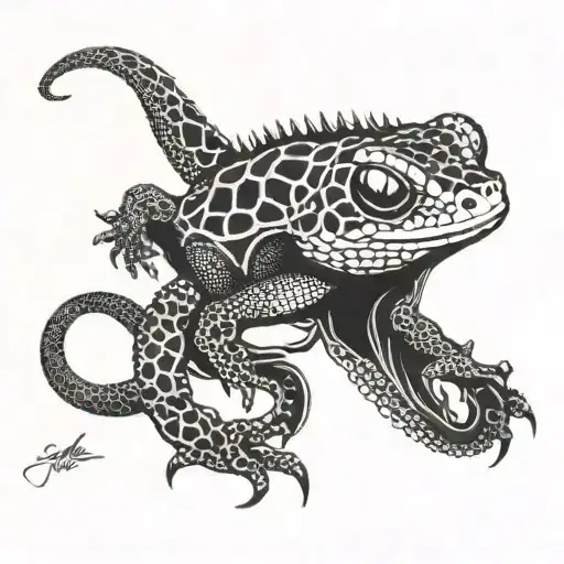 gecko Rockstar tattoo design idea