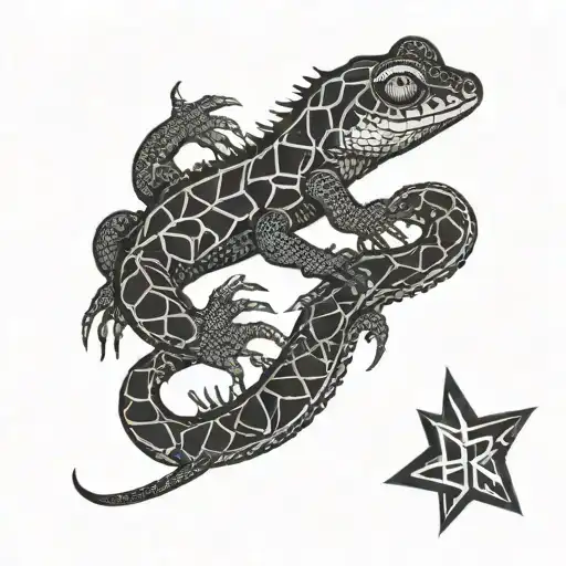 gecko Rockstar tattoo design idea