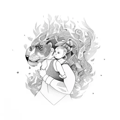 daughter stepping on dad's feet tattoo design idea