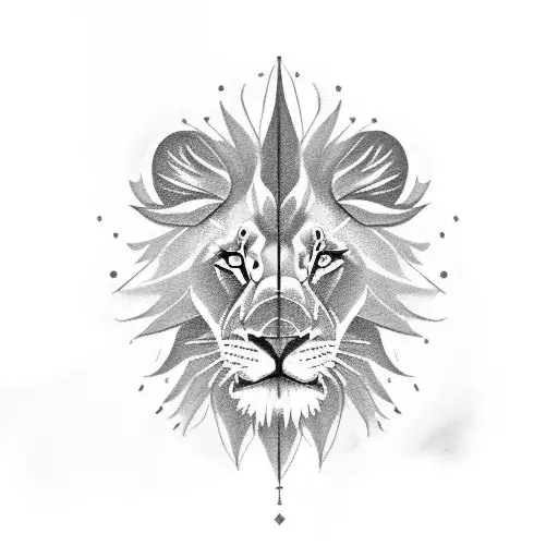 forearm tattoo sketch. lion with blue eyes. Below him is a lion cub with green eyes tattoo design idea