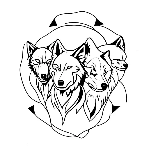 4 friends; wolf pack; letter P tattoo design idea