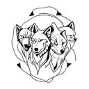 4 friends; wolf pack; letter P tattoo design idea