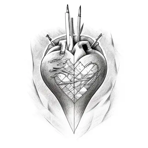 i want it to say "scars heal from within" with a bandaged heart tattoo design idea