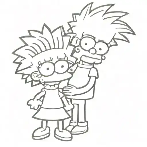 bart and lisa simpson silhouette tattoo design idea
