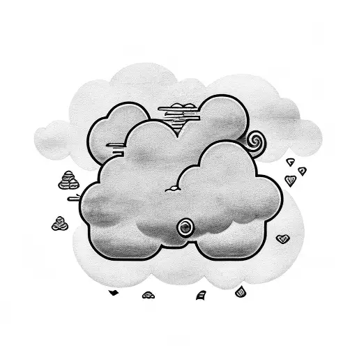clouds name time sleeve tattoo design idea