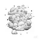 clouds name time tattoo design idea