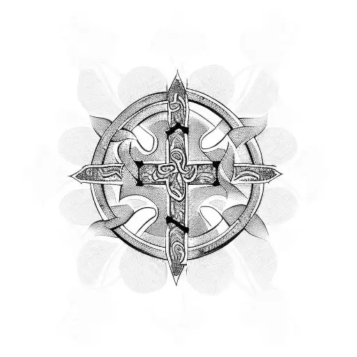 occitan cross with thorny vines tattoo design idea