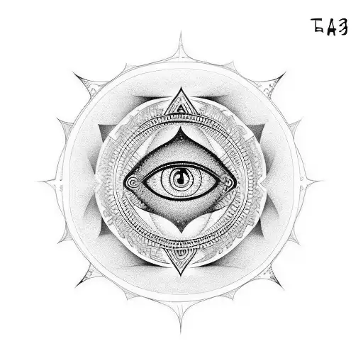 Third Eye sea mountains forarm tattoo design idea