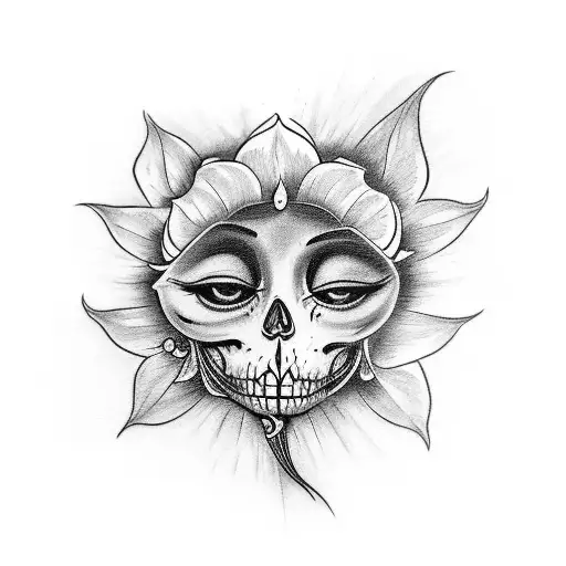 A tattoo inspired by Tim Burton's movies featuring a flower with a dark twist tattoo design idea