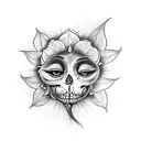 A tattoo inspired by Tim Burton's movies featuring a flower with a dark twist tattoo design idea