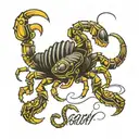 Scorpion made out of letters salem tattoo design idea