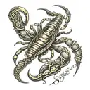 Scorpion made out of letters salem tattoo design idea