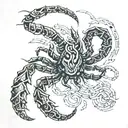 Scorpion made out of letters s a l E m tattoo design idea