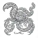 Scorpion made out of letters s a l E m tattoo design idea