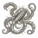 Scorpion made out of letters s a l E m tattoo design idea