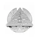 A botanical garden with an Aztec pyramid as the centerpiece, showcasing a variety of exotic plants tattoo design idea