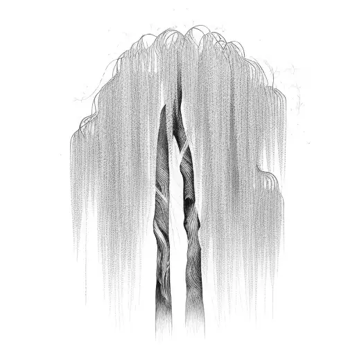 weeping willow tree with two trails tattoo design idea