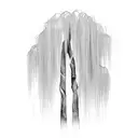 weeping willow tree with two trails tattoo design idea