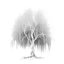 weeping willow tree with two trails tattoo design idea