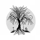 weeping willow tree tattoo design idea