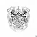 hylian shield with wolf link and triforce tattoo design idea