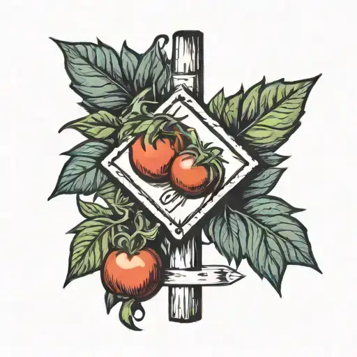 street sign with tomatoes around it tattoo design idea