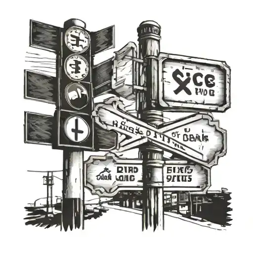 intersection street sign and pole tattoo design idea