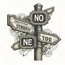 intersection street sign and pole tattoo design idea