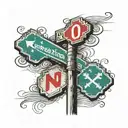 intersection street sign and pole tattoo design idea