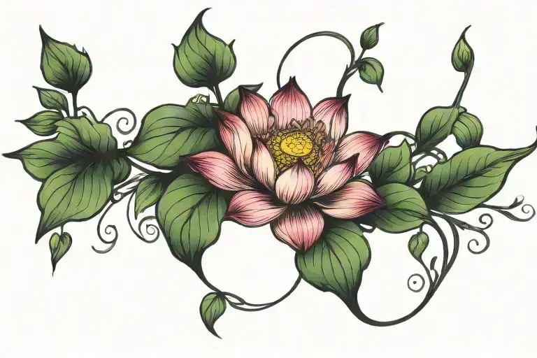 lotus flower vine wrapping tattoo design idea